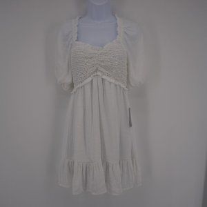Napean Sea Rd NSR Women's NWT White Puff Sleeve Sundress Dress Size Small